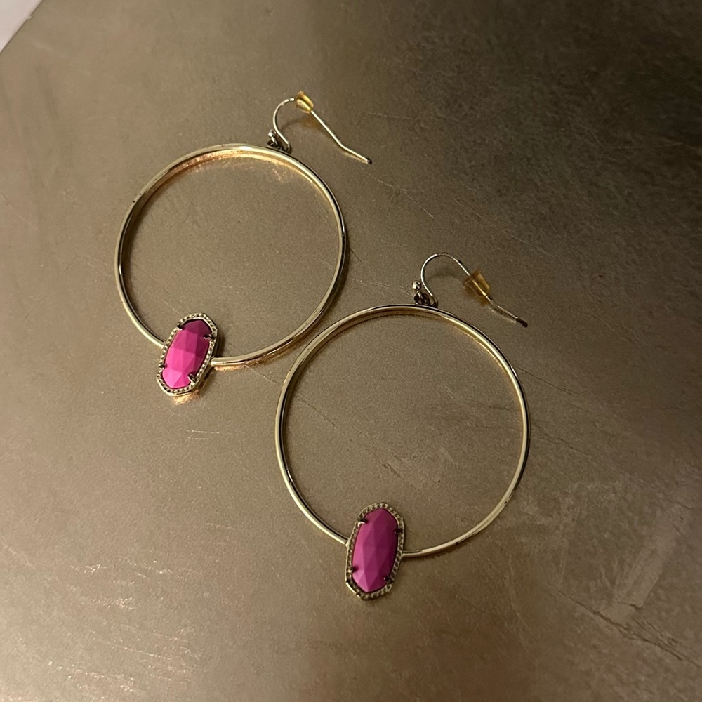 Kendra Scott Hot Pink/Gold Hoops